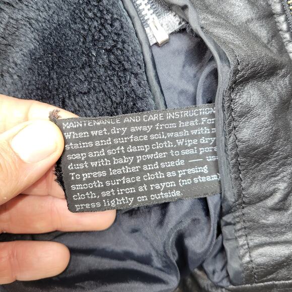 Vintage Nika Jacket Mens Sz 40 (Medium) Black Leather Gorpcore Biker Hooded Coat - Picture 10 of 16
